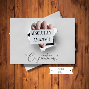Gefeliciteerd kaart, absoluut geweldige kaart, promotiekaart, nieuwe taakkaart, afstudeerkaart, viering afdrukbaar, INSTANT DOWNLOAD