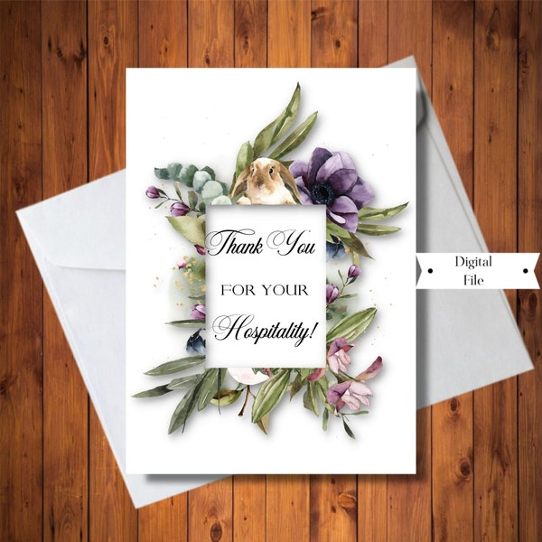 Thank You For Your Hospitality Card, Thank you for Dinner Evening Card, Thank You for Visit Card,  Digital Card, Instant Download