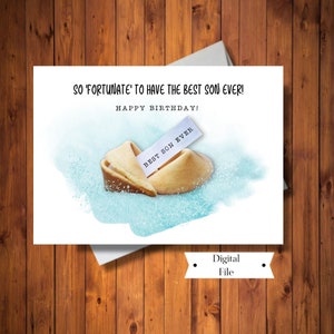 Carte d'anniversaire pour fils, meilleur fils jamais, carte Fortune Cookie, téléchargement immédiat