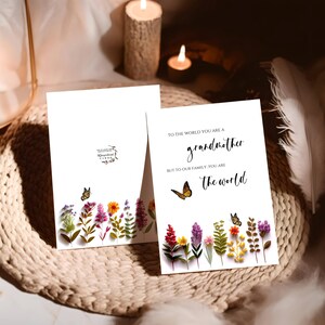 Tarjeta de cumpleaños para abuela, eres el mundo para nosotros, tarjeta floral, descarga instantánea