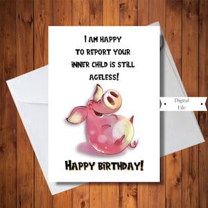 Carte d'anniversaire drôle, votre enfant intérieur est toujours une carte sans âge, pour homme/femme, carte jeune de cœur, imprimable, fichier numérique, téléchargement immédiat