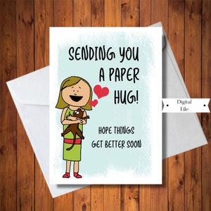 En pensant à vous carte, envoi d’une carte câlin papier, envoi de carte d’amour, Get Well Soon carte, fichier numérique, téléchargement immédiat