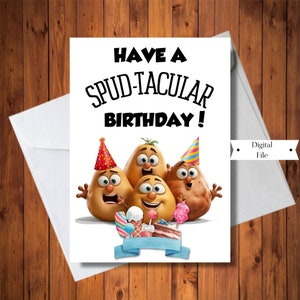 Tarjeta de cumpleaños divertida, tarjeta de papa Spud-Tacular imprimible, archivo digital, DESCARGA INSTANTÁNEA