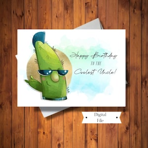 Carte d'anniversaire pour oncle, à la carte d'anniversaire la plus cool d'oncle, carte drôle, carte numérique, téléchargement immédiat