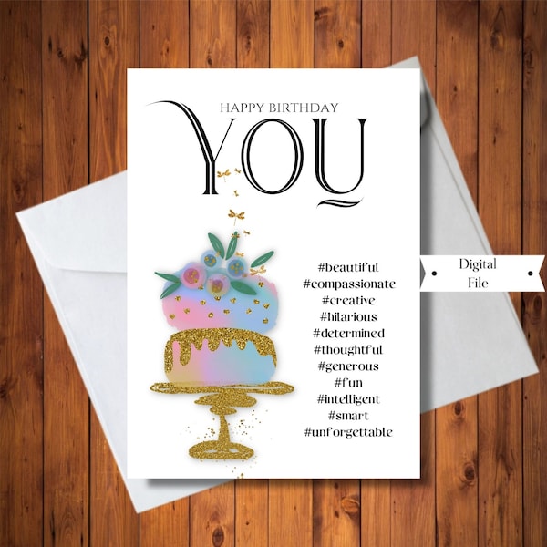 Birthday Card For Someone Special, Elegant Card, Hashtag Sentiments Card, Digital INSTANT DOWNLOAD