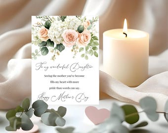 Floral Mother's Day Card for Daughter (Digital File)