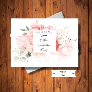 Hermosa Tarjeta Especial Floral para Madre, Tarjeta de Cumpleaños, Tarjeta del Día de las Madres, Mujer, Madre, Amiga Imprimible, Archivo Digital, DESCARGA INSTANTÁNEA