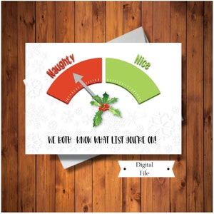 Romantische Weihnachtskarte, Naughty List Karte, Partnerkarte, Digitaler Sofort Download