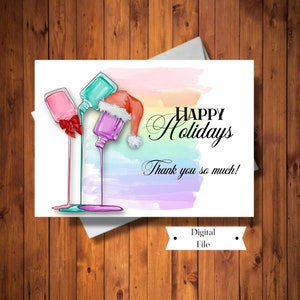 Happy Holidays Dankeschön Karte für Maniküre, Für Salon, Weihnachten Dankeschön Karte für Kosmetikerin,, Instant Download