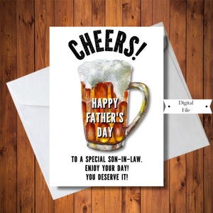 Tarjeta del Día del Padre para yerno, Tarjeta de amante de la cerveza, Tarjeta especial para yerno imprimible, Archivo digital, DESCARGA INSTANTÁNEA