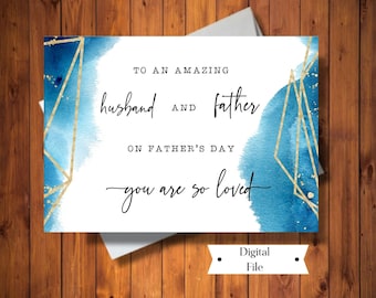 Father&#39;s Day Card From Wife, For Amazing Husband and Father, A Special Father Card from Wife, Printable, Digital File, INSTANT DOWNLOAD