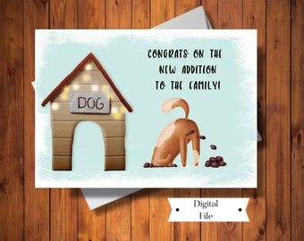 New Puppy or Dog Card, Congratulations Card,  Sweet New Dog Printable, Adopted Dog, New Puppy, Foster Dog, INSTANT DOWNLOAD