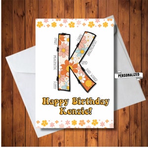 Carte de voeux d'anniversaire personnalisée pour fille ou femme, carte d'attributs affectueux, carte de tout âge, carte numérique personnalisée