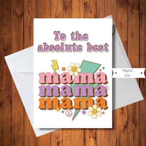 Carte pour maman, la meilleure carte imprimable jamais maman, carte d'anniversaire, carte de fête des mères, carte de remerciement, carte rétro, téléchargement instantané numérique