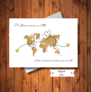 Abschiedskarte, Abstand bedeutet so wenig Zitat Karte, Umzugskarte, Fernbeziehung, Miss You Karte, DIGITAL INSTANT DOWNLOAD