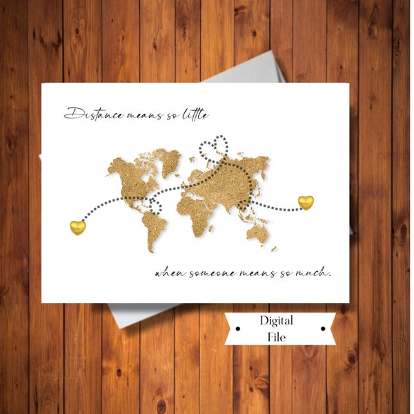 Goodbye Card, Distance Means so little Quote Card, Moving Card, Long Distance Relationship, Miss You Card, DIGITAL INSTANT DOWNLOAD