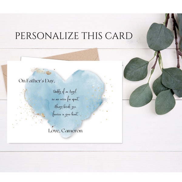 Father's Day Card from Angel, Personalized Card for Dad from Child in Heaven, Custom Name Card, Digital Card