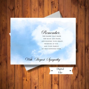 Carte de sympathie, Tenez votre coeur, Avec la plus profonde sympathie, Carte ciel et nuage de coeur, Pour la perte d'un être cher, Téléchargement immédiat