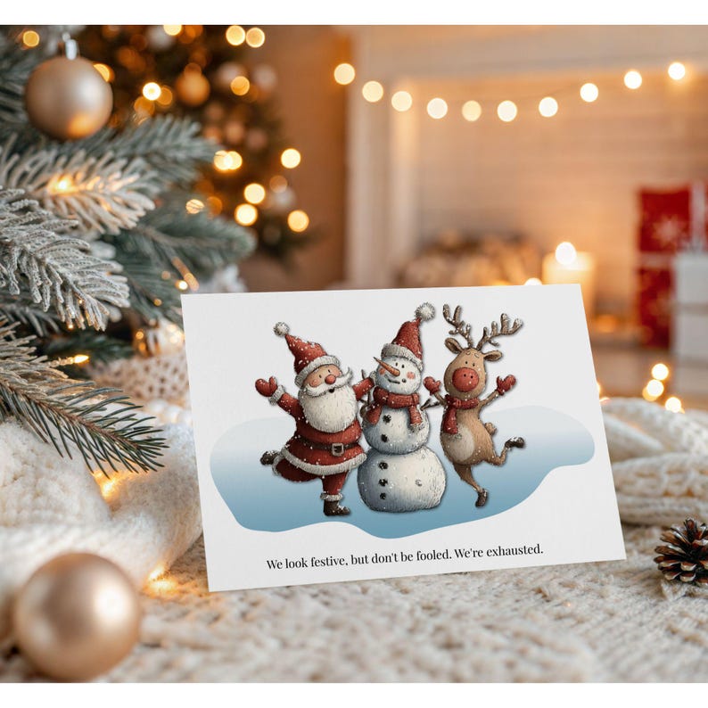 Funny Christmas Holiday Card, Santa, Frosty and Rudolph, Humorous ...
