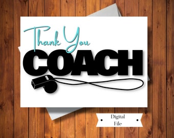Football Thank You Coach Printable Card for Coach Digital - Etsy