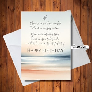 Carte d'anniversaire personnalisée au gendre, au gendre spécial, carte aquarelle, carte de visite personnalisée, carte numérique