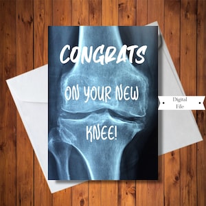 Carte drôle de chirurgie du genou, félicitations pour votre nouvelle carte de genou, carte de chirurgie Get Well, imprimable, carte numérique, téléchargement immédiat