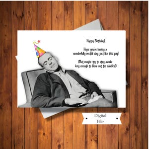 Cartão de aniversário engraçado para homem, homem dormindo, para homem que ama cochilos, cartão digital hora de relaxar, download instantâneo