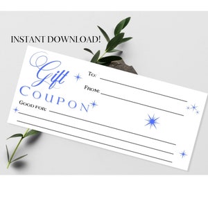 Jeder Anlass Geschenk Coupon, ich schulde Ihnen Karte, blaue Generische Geschenk Gutschein Karten, Geburtstag Coupon, Abschluss Coupon, Geschenk Karte, Sofortiger Download