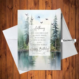 Carte d'anniversaire personnalisée pour garçon, adolescent ou homme, tant de sourires, carte tant d'amour, carte scène nature, carte numérique personnalisée, imprimable