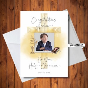 Personalized Photo First Communion Card, 1st Communion for Boy or Girl, Printable Digital Card