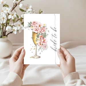 Carte nuptiale de douche, carte pour la belle future mariée, carte de douche de mariage floral champagne, carte numérique, téléchargement immédiat