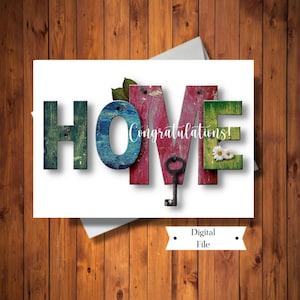 Gefeliciteerd met uw nieuwe huiskaart, eerste huiskaart, nieuw appartement, nieuw appartement, INSTANT DOWNLOAD