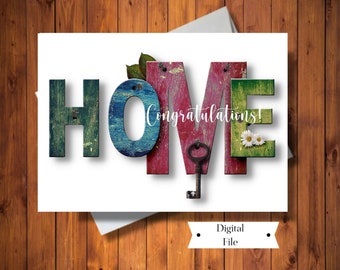 Congratulations On Your New Home Card, First Home Card, New Condo, New Apartment,  INSTANT DOWNLOAD