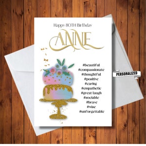 Personalisierte Geburtstagskarte, benutzerdefiniertes Alter und Hashtag Gefühle, für einen besonderen Menschen, Meilenstein Geburtstag, für Frau oder Mädchen, digitale Karte