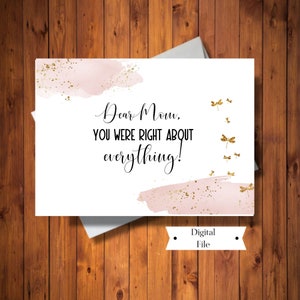 Tarjeta divertida del Día de la Madre, Tenías razón en todo, Para una gran mamá, Imprimible, Archivo digital, DESCARGA INSTANTÁNEA