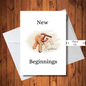 Gefeliciteerd kaart, nieuwe huiskaart, verhuiskaart, kaart voor een nieuw begin, eerste huis, nieuw appartement, housewarmingkaart, INSTANT DOWNLOAD