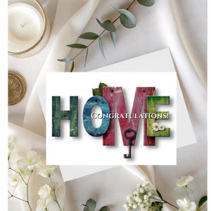 New Home Congratulations Card, Rustic Key Design (Instant Download)