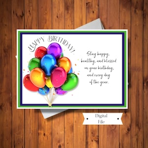 Besondere Person Geburtstagskarte, Ballon Geburtstagskarte, jedes Alter und Geschlecht, digitale Datei, INSTANT DOWNLOAD