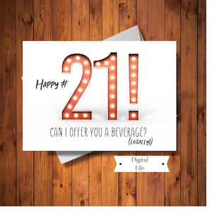 Cartão engraçado de aniversário de 21 anos, você é oficialmente legal, cartão de bebidas, cartão legal para beber, para impressão, arquivo digital, DOWNLOAD INSTANTÂNEO