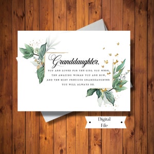 Mooie verjaardagskaart voor kleindochter, geweldige en diep geliefde kleindochter, Boho Ivy, digitale kaart, Instant Download