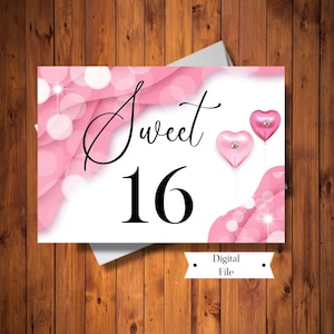 Sweet 16 Birthday Card, 16th Birthday Card for Teen, Digital Card, Instant Download