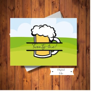Tarjeta de cumpleaños número 21, Tarjeta amante de la cerveza de 21 años, Tarjeta legal para beber, Imprimible, Archivo digital, DESCARGA INSTANTÁNEA