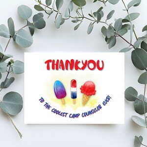 Summer Camp Counselor Thank You Card, Last Day of Camp Note (Digital Download)