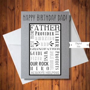 Cartão de aniversário para papai e avô, da filha, do filho, cartão de aniversário para pai/avô, cartão para papai/papai, DOWNLOAD INSTANTÂNEO