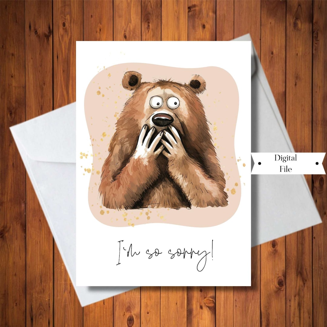 Sweet Bear Apology Card, Apology Card, I'm Sorry Card, I Made A Mistake ...