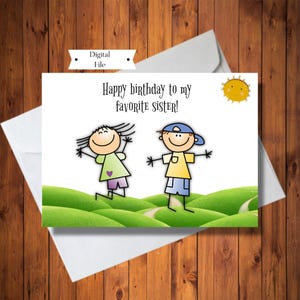 Sweet Birthday Card for Brother, Card for Kids, To My Favorite Brother, Any Age Birthday Card, Digital INSTANT DOWNLOAD