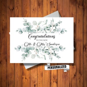 Carte de mariage florale personnalisée, félicitations pour votre mariage, nom de couple personnalisé mariage imprimable, carte numérique
