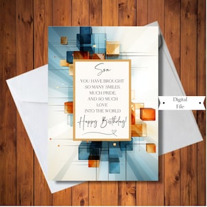 Carte d'anniversaire pour fils, vous avez apporté tellement d'amour, si fier, abstrait moderne, tout âge, carte numérique, téléchargement immédiat