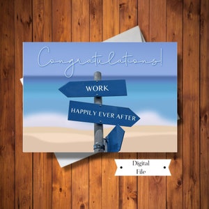 Carta di pensionamento, Carta per sempre felici e contenti, Carta da spiaggia, Carta di pensione felice, Carta per uomo o donna, Congratulazioni, Download istantaneo