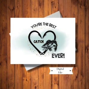 Tarjeta para esposo/pareja, Mejor captura de todos los tiempos, Tarjeta de pesca de cumpleaños, Tarjeta de aniversario, Para pescador, Archivo digital, DESCARGA INSTANTÁNEA